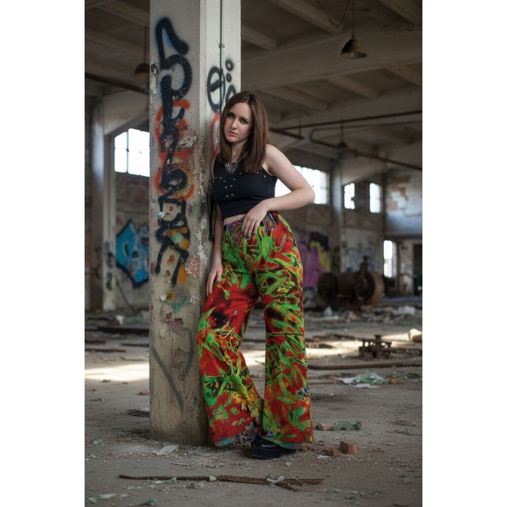 Radiant Chaos – Abstract Energy | Carla+ High-Waist Palazzo Pants | Plus Size